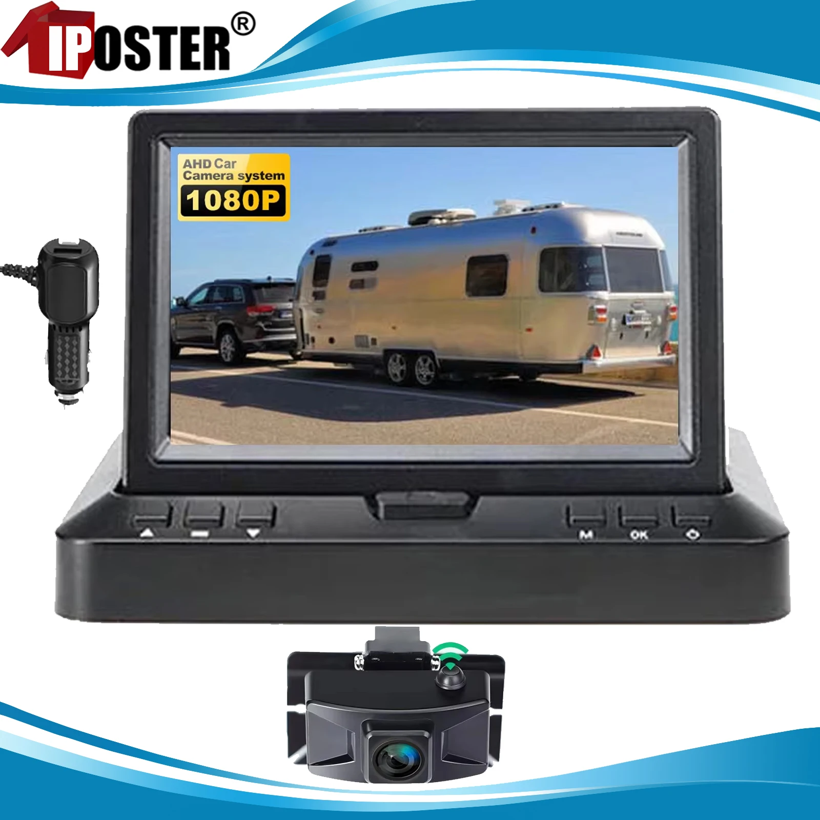 

IPoster 1080P цифровая беспроводная камера заднего вида 4,3 "автомобильный складной экран монитор заднего вида система парковки заднего вида