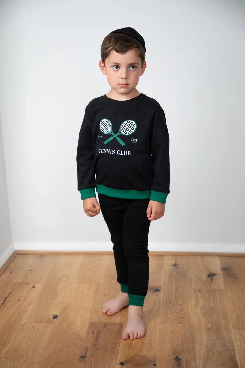 Kinder fallen Winter Baumwolle Mädchen Kleid Junge Mädchen Sweatshirt Tennis gedruckt Kleid Top & Stram pler Familie passende Kleidung – Detail 10
