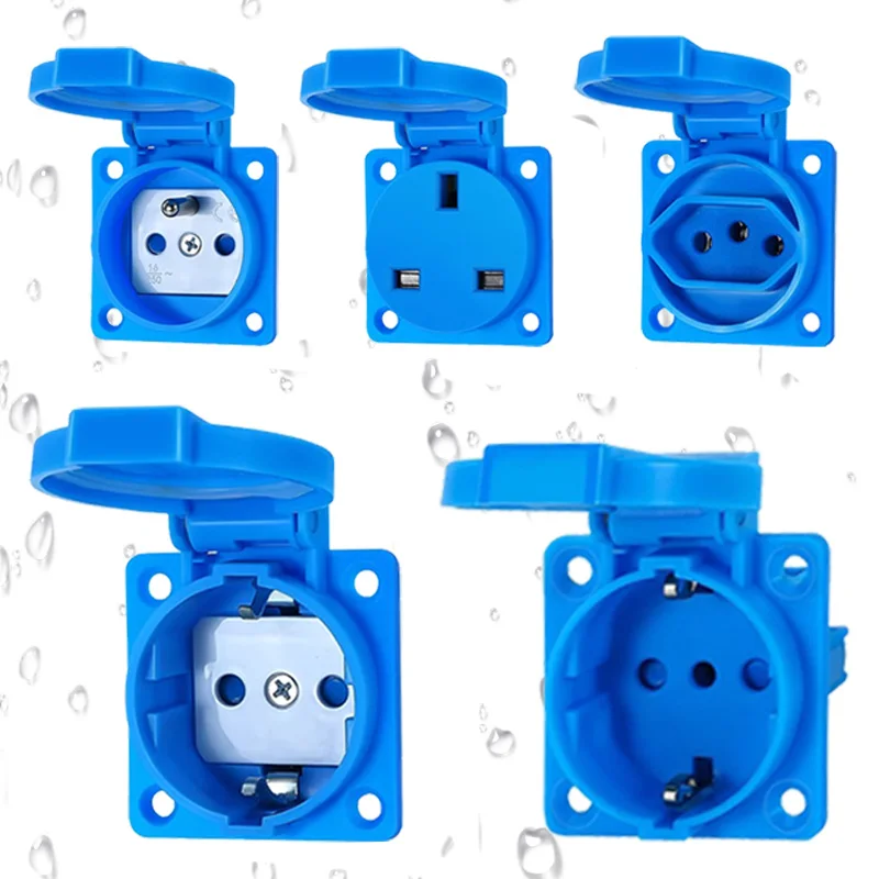

​​IP54 16A Outdoor Socket with Flip Cover | Euro/UK/BR Plug Waterproof for Garden & Industrial Use - Heavy Duty Explosion-Proof​
