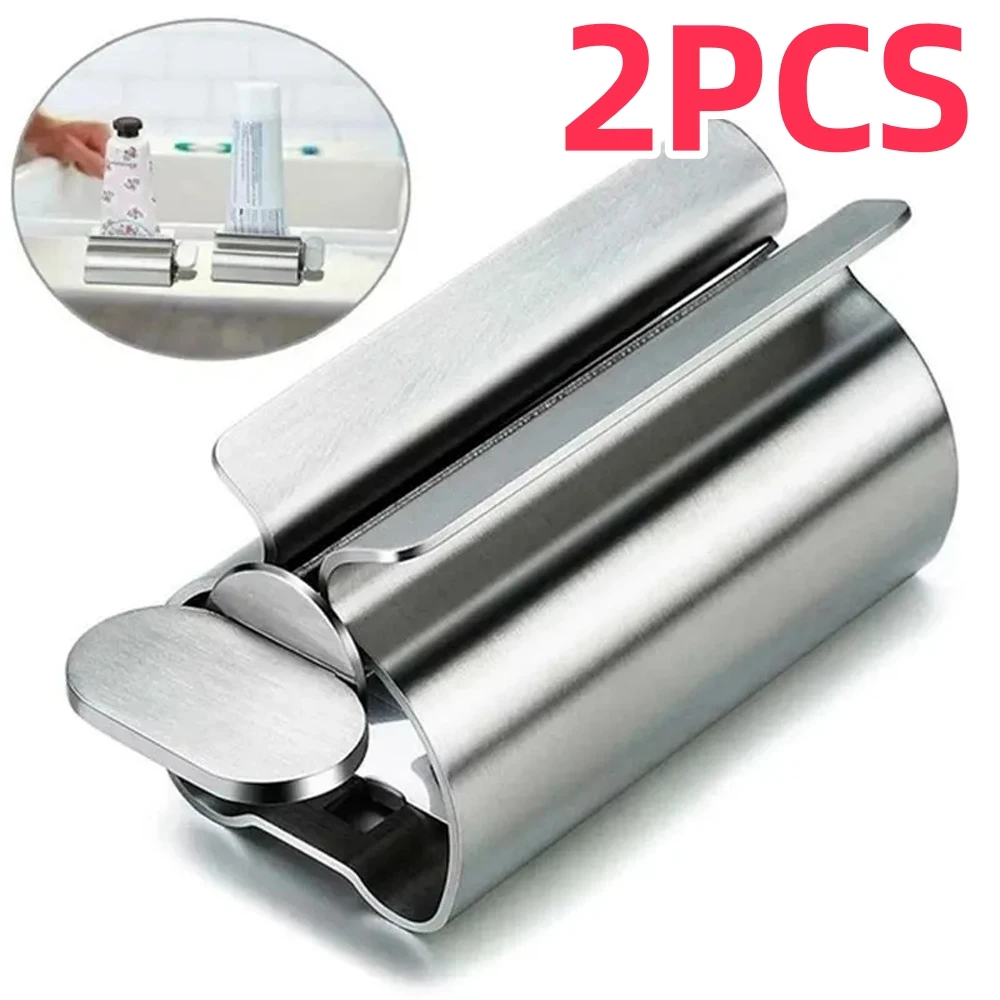 1/2PCS Stainless Steel Toothpaste Squeezer Tube Roller Wringer, Rotate Dispenser for Cosmetics Cream, Bathroom Accessories