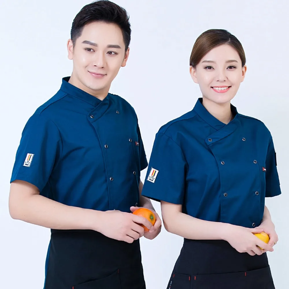 

Chef Suits Short Sleeve Breathable Wear-resistant Chef Work Clothes Long Sleeve Hotel Back Kitchen Hot Pot Baking