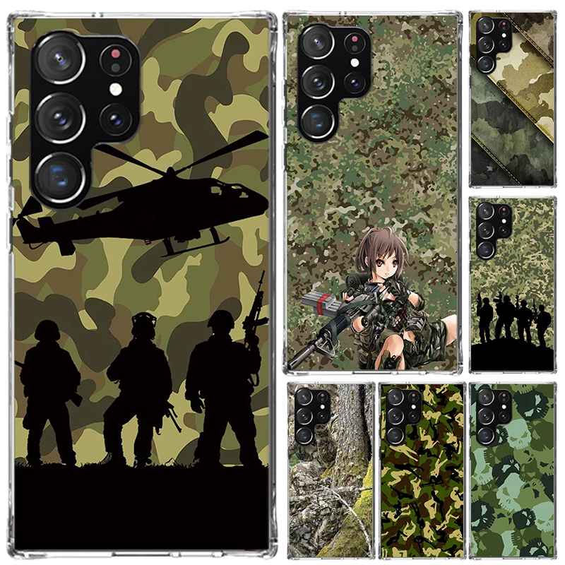 삼성 갤럭시 노트 20 울트라 10 프로 9 8 S10 라이트 S9 플러스 S8 + S7 가장자리 Funda 인쇄 쉘 참고에 대한 위장 군사 전화 케이스