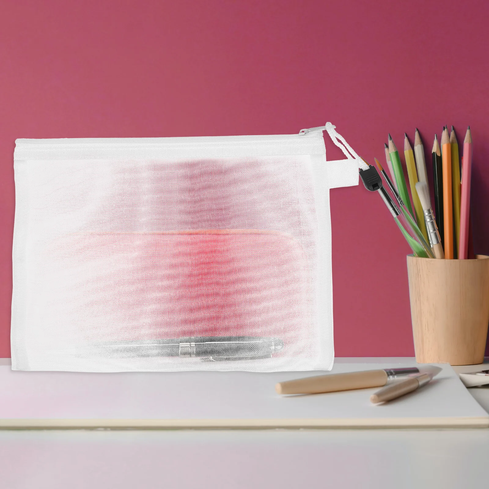 4 قطعة أكياس ملف بسحاب أكياس تخزين المستندات الشبكية حاوية قرطاسية شفافة للملفات والأوراق وإكسسوارات مستحضرات التجميل #1