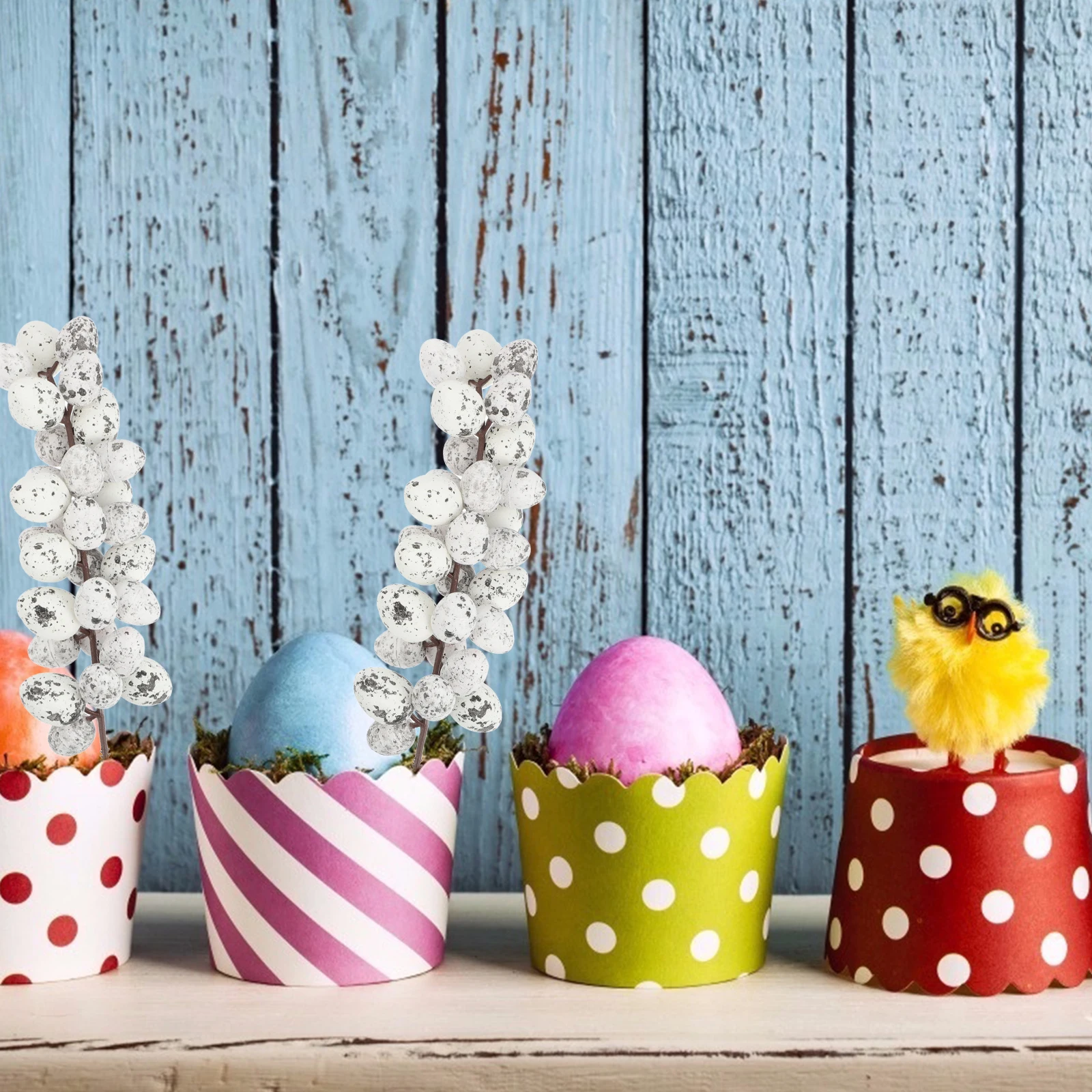 

4 Pcs Desktop Easter Egg Skewers Hanging Foam Artificial Branch Ornaments for Tree