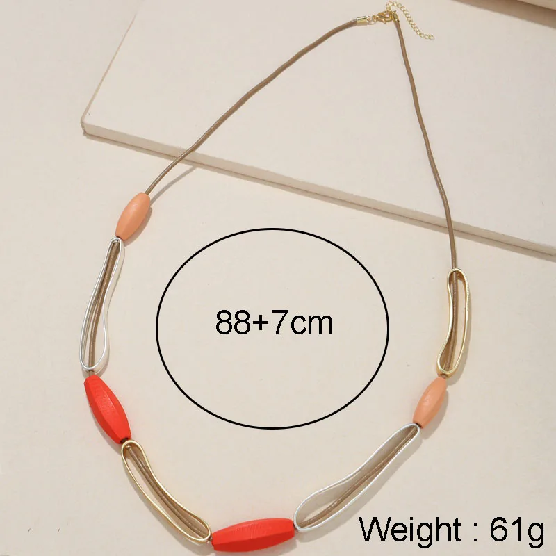 Ethnic Geometric Wood Beads Necklaces Pendants for Women Long Rope Chain Statement Sweater Necklace Vintage Fashion Jewelry