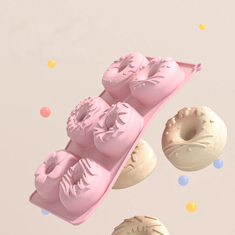 Silikon-Donut-Kuchenform 6-fach, geriffelte Silikon-Röhrenkuchenformen, antihaftbeschichtete Silikonformen für Donuts, Gelee, Cupcakes, Brötchen, Brot – Detail 1