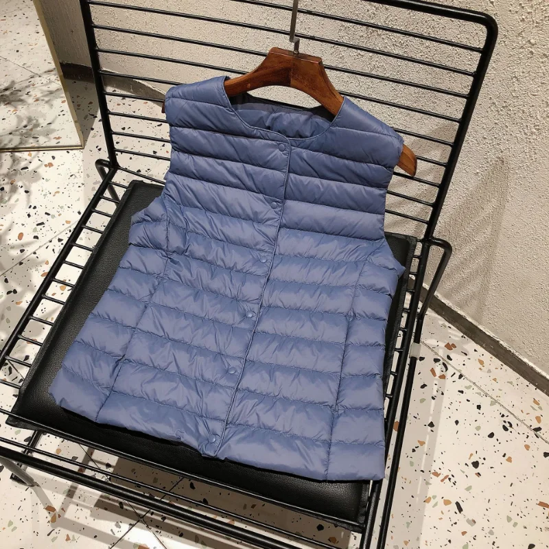 Quente para baixo forro colete novas mulheres sem mangas puffer jaqueta feminina 90% pato branco para baixo ultra leve empacotável