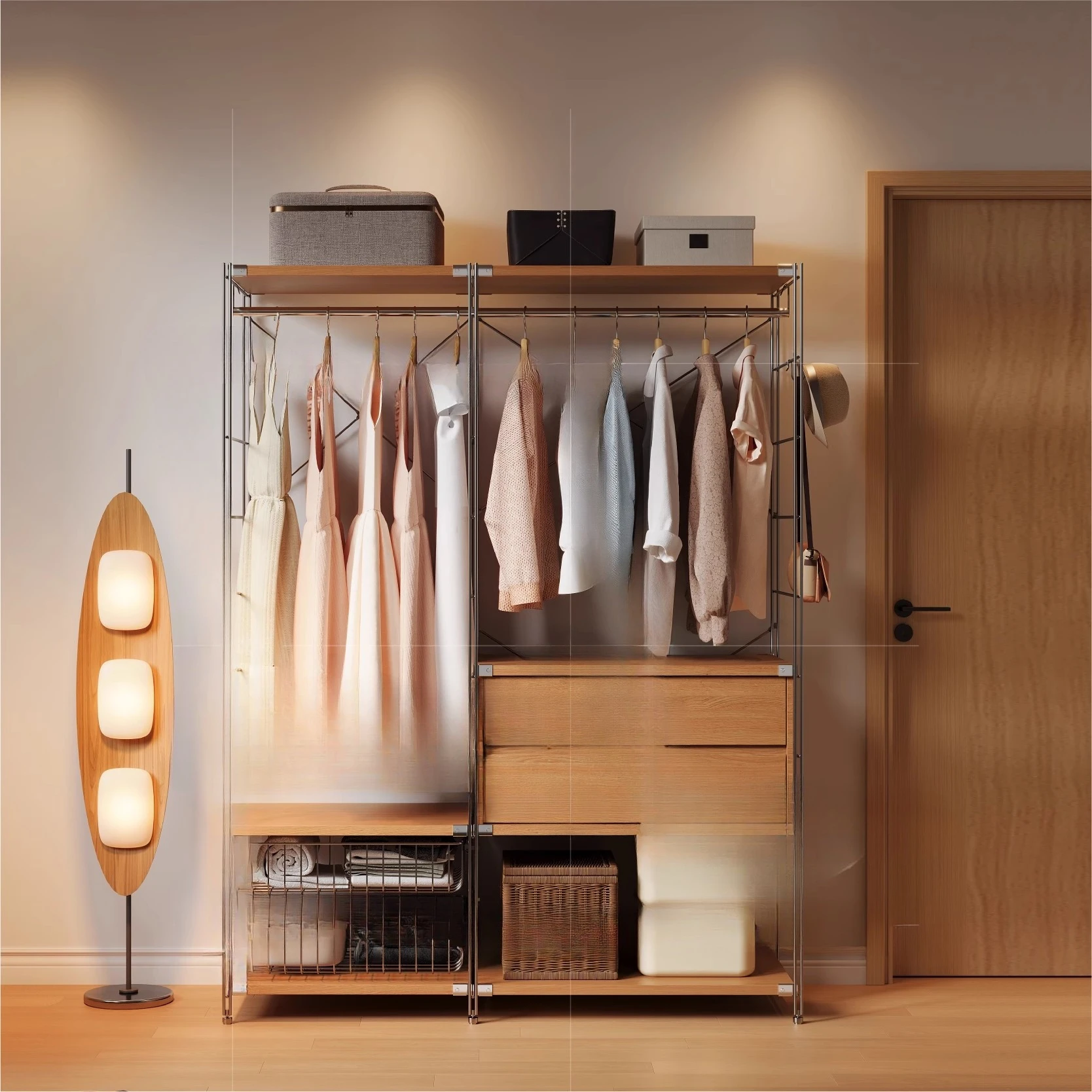 

My Hanger [51 Deep] Stainless Steel Wardrobe Open Walk-in Floor Home Bedroom Porch Hanger Fashion
