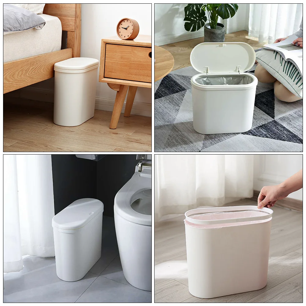 

Press type Trash Can Plastic Dustbin for Home Bathroom Square Waste Container Elastic Cover Large Capacity Garbage for Living