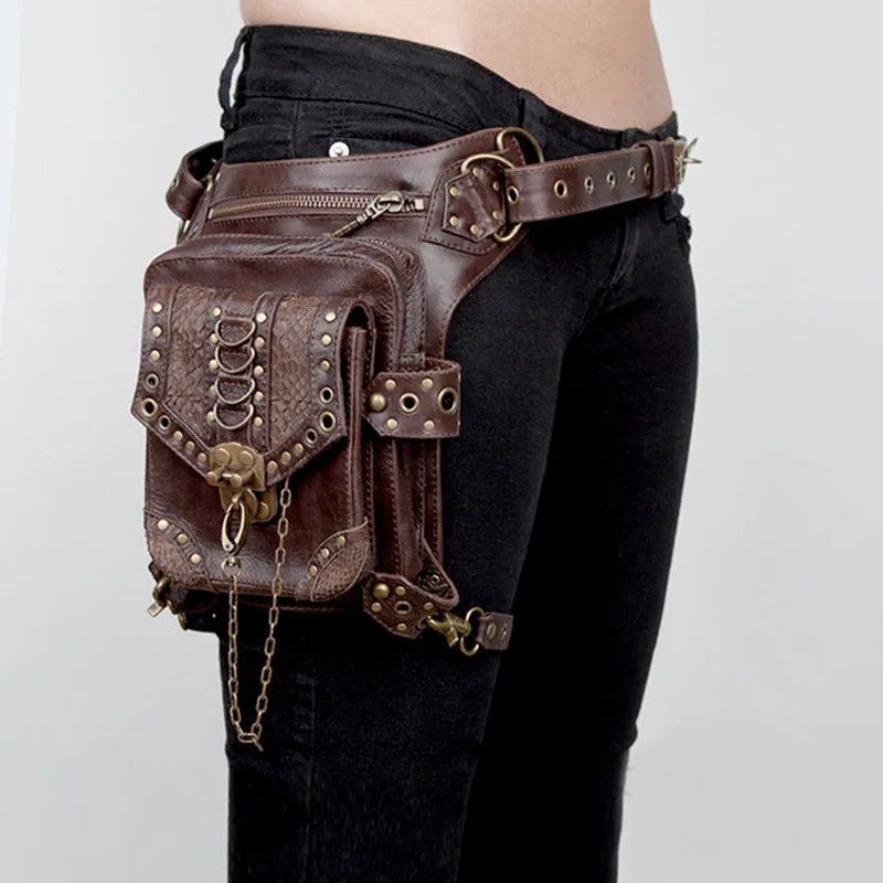 Steampunk Motorcycle Women\'s Bag New Gothic Small Belt Bag Men\'s And Women\'s Messenger Bag Mini Travel Waist Bag Fanny Pack