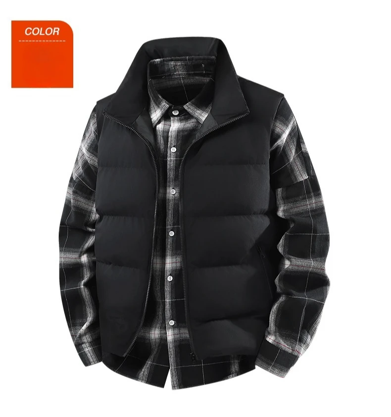 Lightweight Vest Jacket Men Autumn Winter Light Luxury Thick Warm Windproof Sleeveless Coat Man Casual Stand Collar Padded Vests