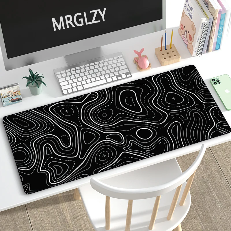 

Drop Shipping Gaming Mouse Pad Multi-color Contour Map Rubber Keyboard Mousepas Black White Large Desk Mat for Laptop Gamer Pad