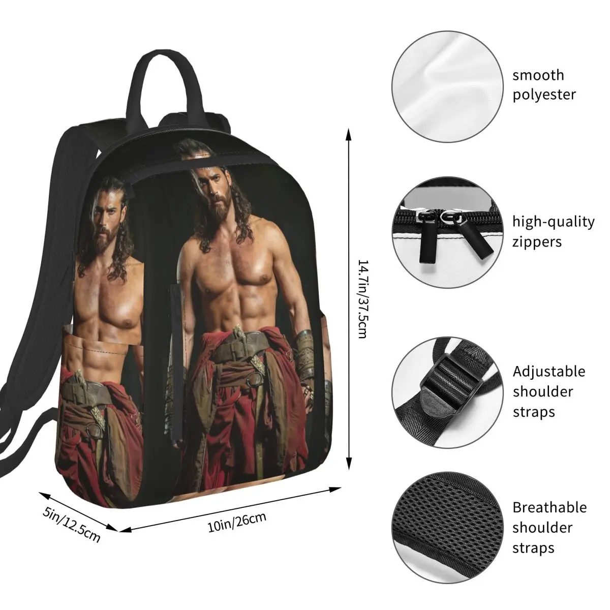Actor Can Yaman Photo Backpack Student BookBag Boys Girls School Bag Computer Shoulder Bags Men Women