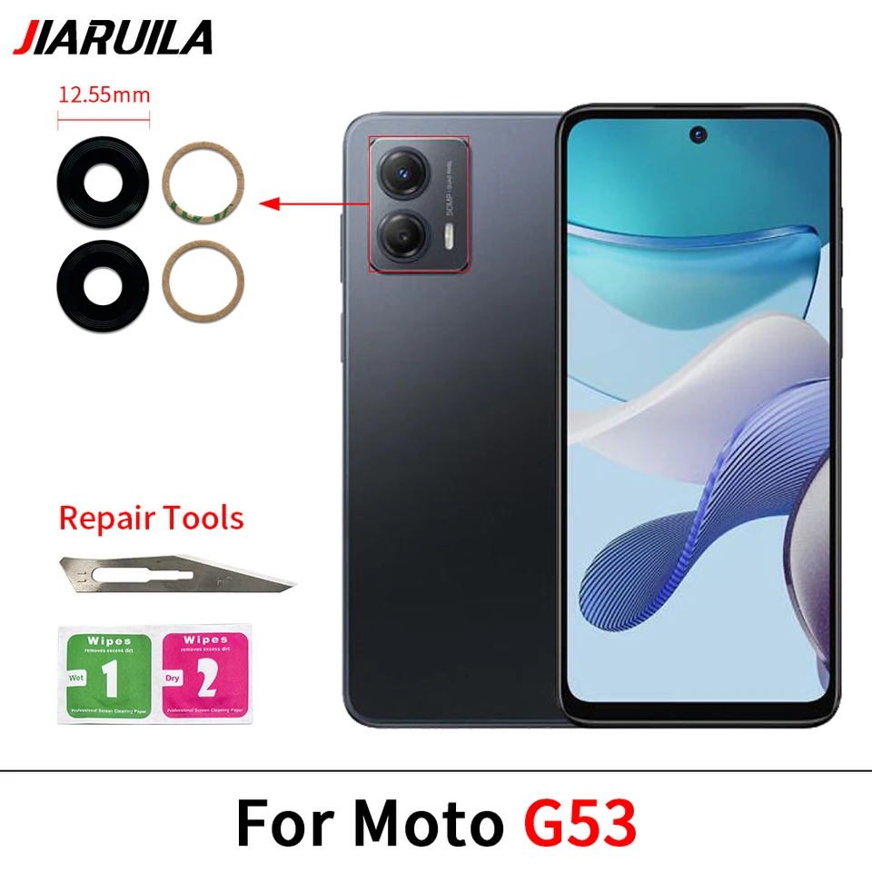 Cristal de cámara trasera con adhesivo para Moto G35, G75, G50, G51 5G, G52, G53, G54 5G, G60, G60S, G62, G73, G82, G71, G84 5G, G85 6