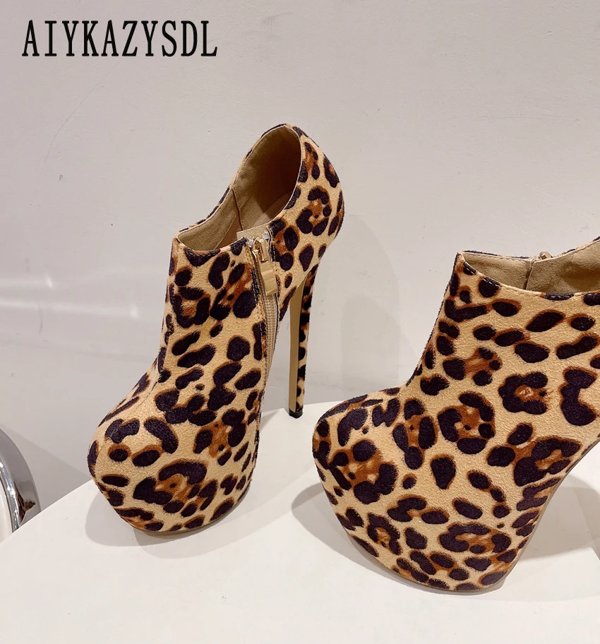 AIYKAZYSDL-Botas cortas con plataforma para mujer, Botines de tacón muy alto, zapatos de baile, Stripper, 41 42 talla grande, primavera y otoño, 2024