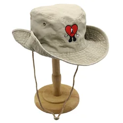 Chapéu de pescador de algodão unisex chapéu de pescador de coelho mau chapéu de pescador feminino outono e inverno dobrável bordado chapéu de bacia gorras