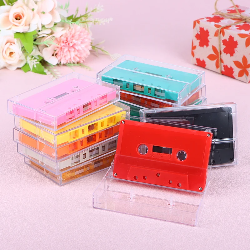 1Set Standard Cassette Color Blank Tape Player With 45 Minutes Magnetic Audio Tape Clear Storage Box For Speech Music Recording