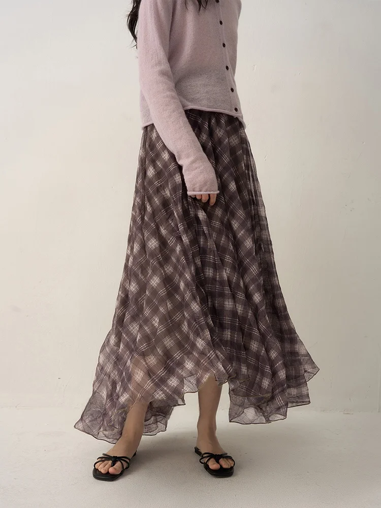 

Юбка ZhiXi средней длины, асимметричная, плиссированная, с широким подолом, двухслойная, не просвечивающая, женская