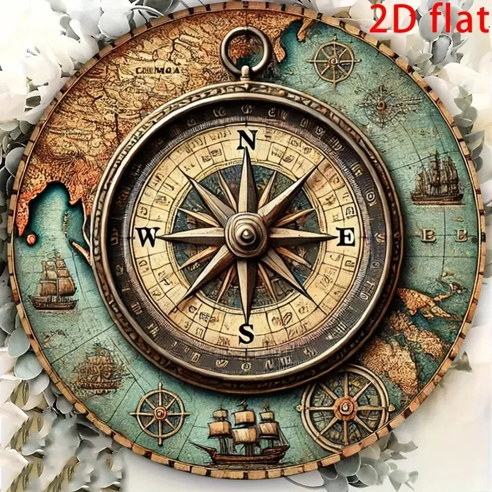 Weatherproof 2D Vintage Nautical Compass Sign, Decor for Home & Garden, Must-Have Gift for Maritime Enthusiasts