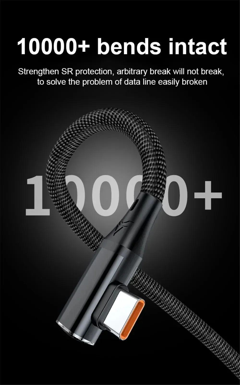 120W USB-C-Kabel, 90-Grad-Winkel, USB-auf-Typ-C-Ladekabel, schnelles Ladekabel für iPhone, Xiaomi, Huawei – Detail 6