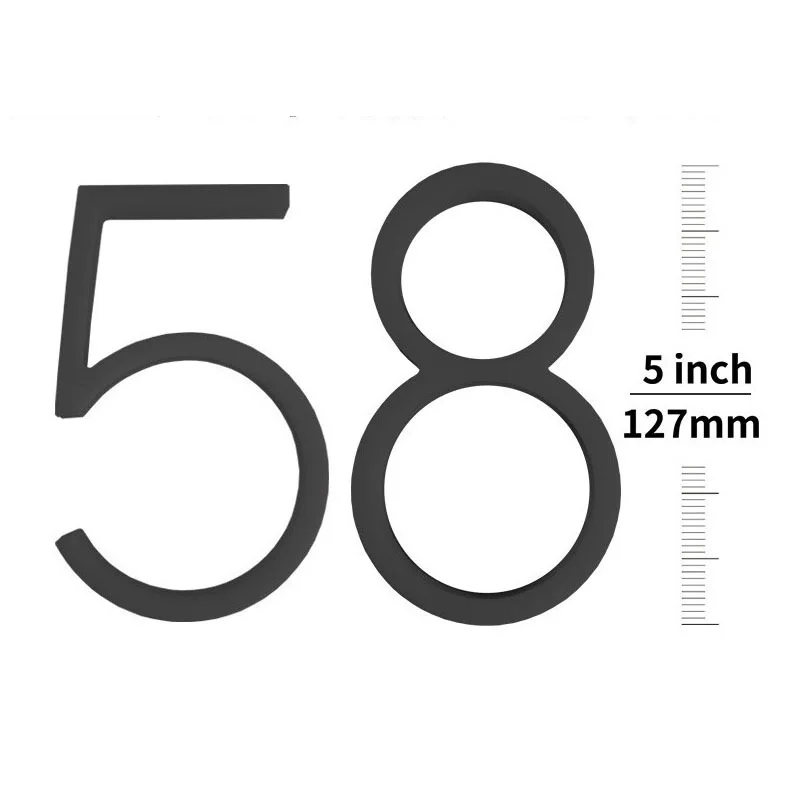 

5-дюймовый тонкий шрифт, акриловый клей, керамика, белая запеченная краска, черный, серебристый, цифровой номер дома, таблички на заказ