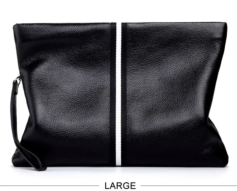 SENOFAN Authentic Hand Bag Men Stripe Real Leather Cowhide Clutches Male Pouch Wallet Designer Envelope Bag Korean Edition Hot