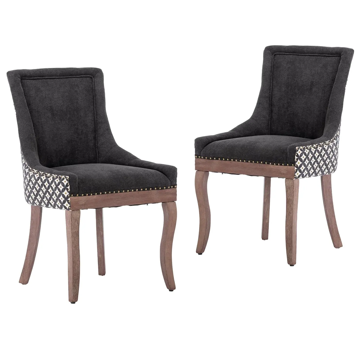 

Комплект из 4 обеденных стульев с обивкой, массив дерева, утолщенная подушка, декоративные заклепки, для кухни и спальни, черные, с узором, на заказ