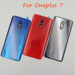 For Oneplus 7 Glass Back Rear Panel Door Housing Cover Replacement Battery Case Repair Parts For One Plus 1+ 7 With Camera Lens