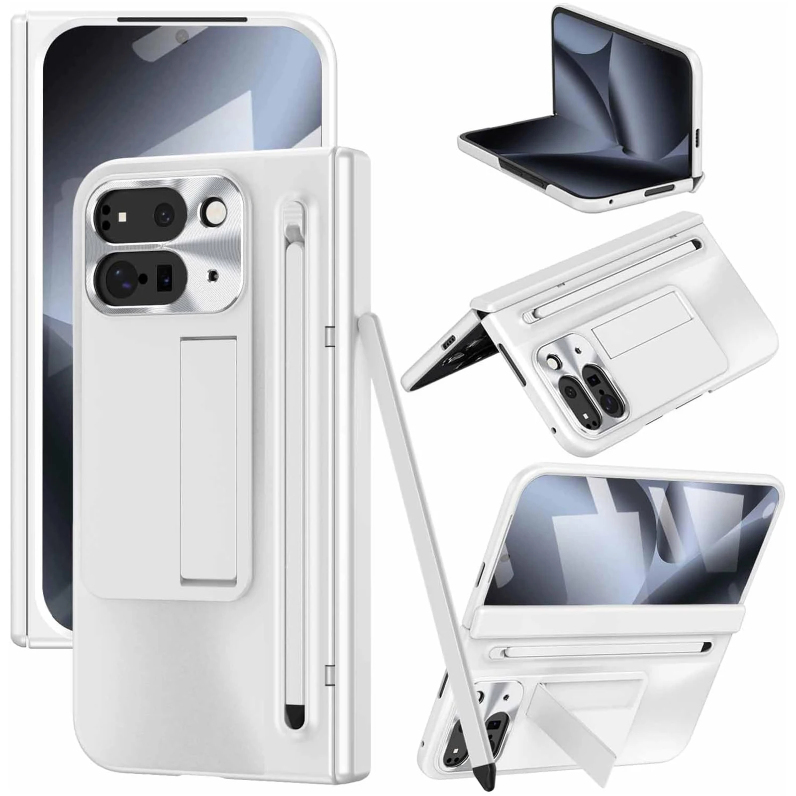 

Чехол для Google Pixel 10 Pro Fold с держателем для стилуса, защитой шарнира, защитой экрана, подставкой, тонким цельным чехлом из поликарбоната