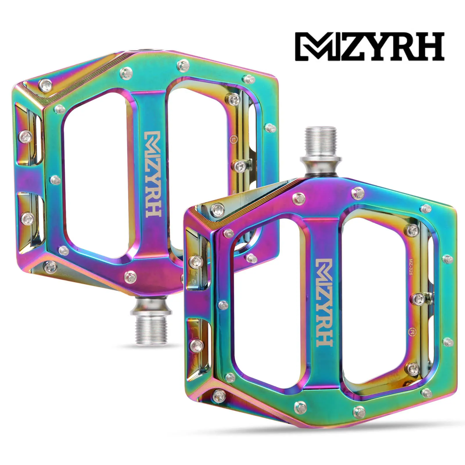 MZYRH Rainbow Bike Pedals MTB Ultralight Pedal Aluminum Bicycle Wide Platform Flat Pedals Sealed Bearing Colorful Bicycle Pedals