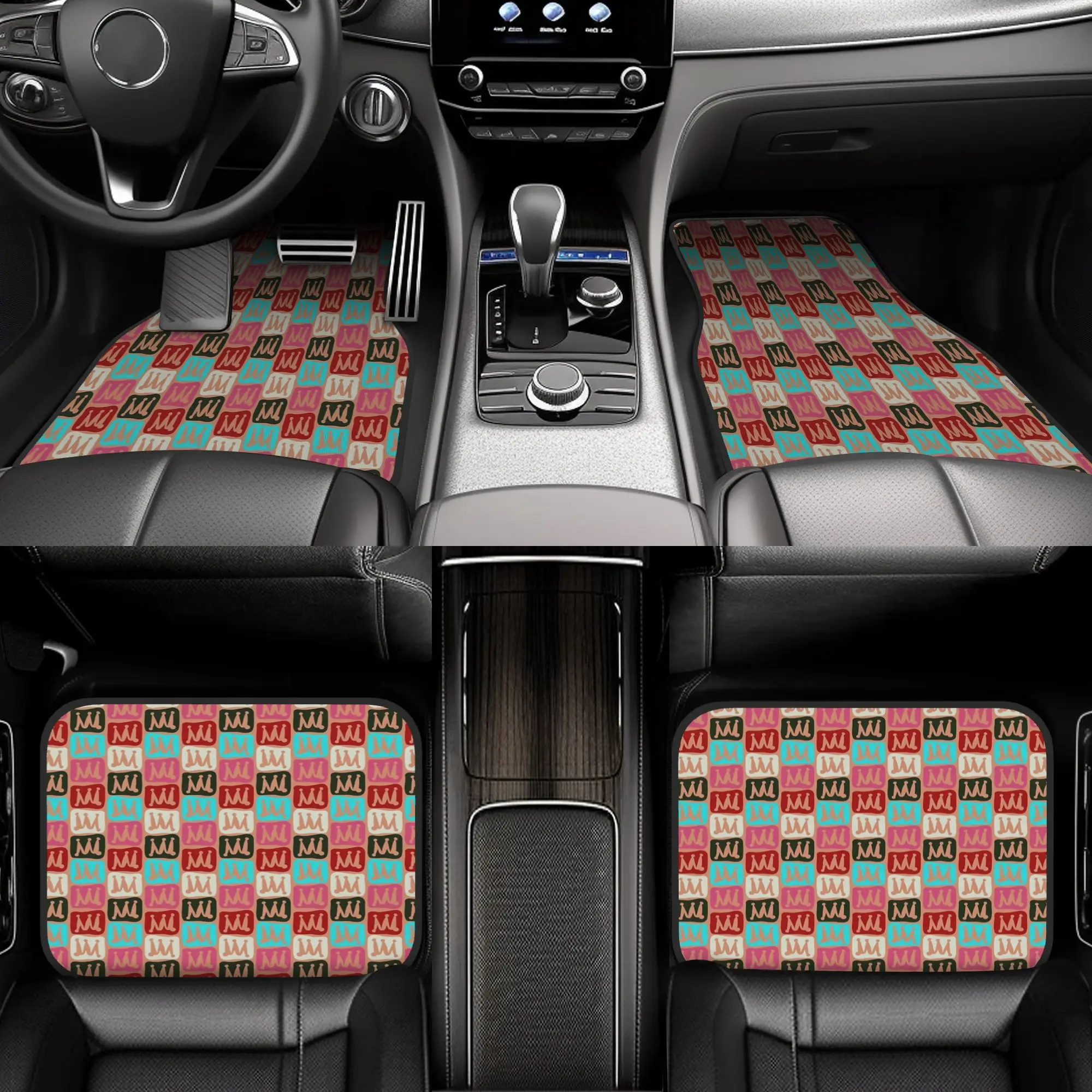 Set Of 4 Seamless Vector Patterns Suitable For Textiles, Websites, And Presentations Featuring Rounded Rhombuses. These Car Floo