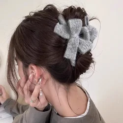 13cm/11cm/8cm Korean Autumn/winter Colorful Yarn Hair Claw for Women Simple Bow Large Shark Hair Clip Fashion Hair Accessories