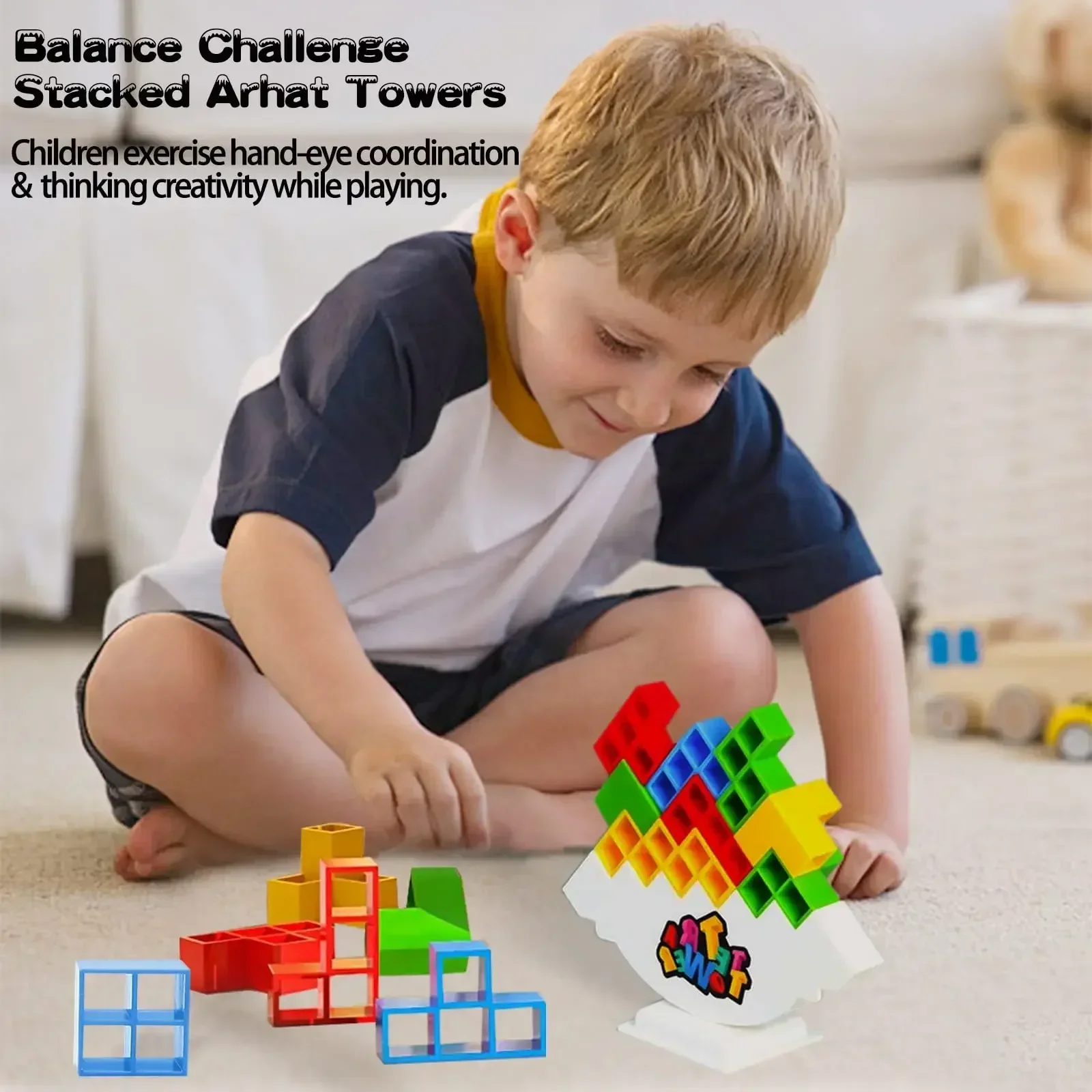 Torre de equilibrio Tetra para niños y adultos, juguetes apilables, juegos de mesa, juego de equilibrio, bloques de construcción, perfecto para fiestas de juegos familiares