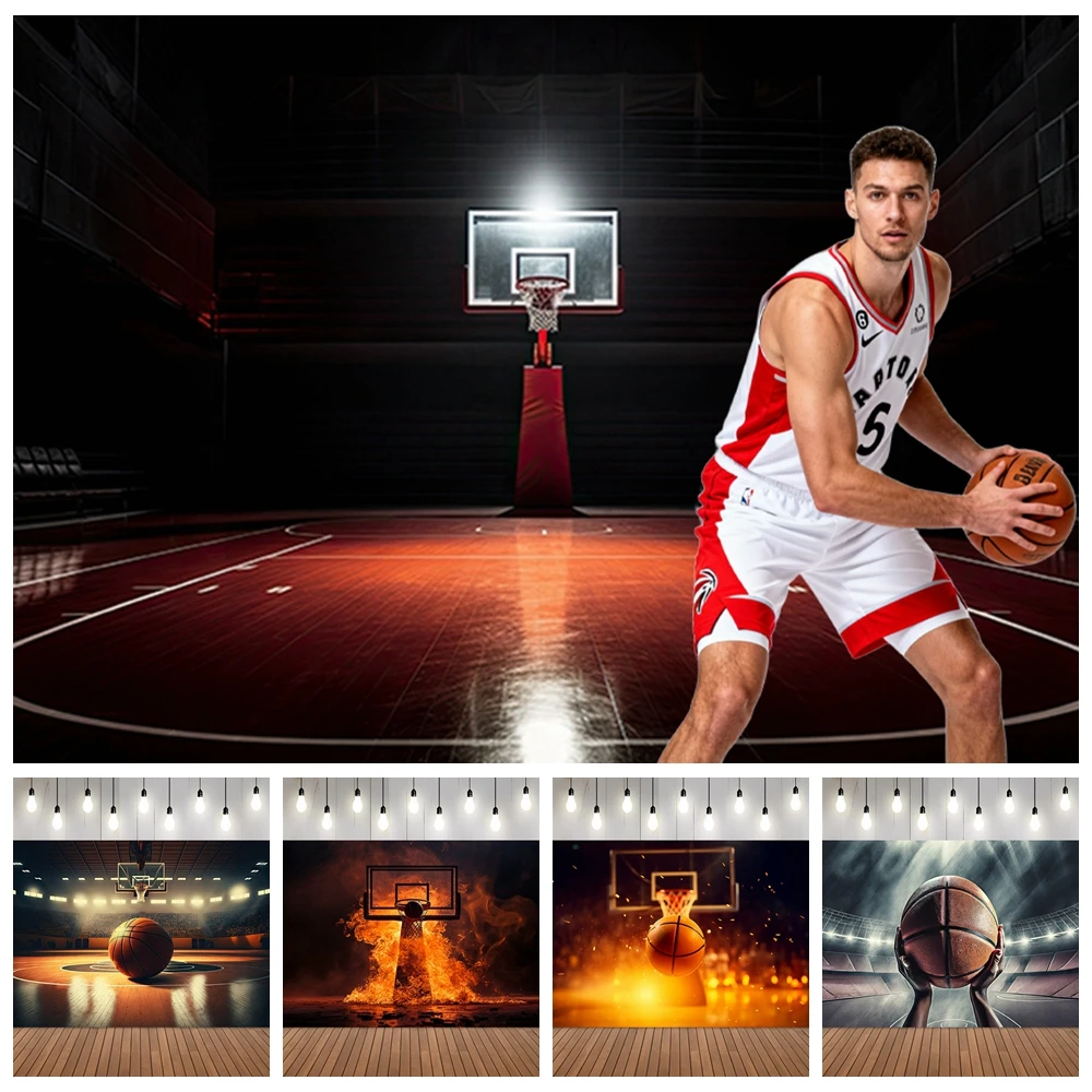 

Basketball Court Hoop Champion Backdrop Photo Booth Customizable Boy Birthday Party Sports Photography Background Decor