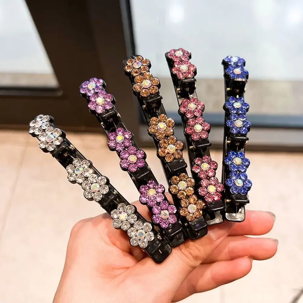 مقاطع الانفجارات المشابك الجانبية زهرة مشبك شعر مقاطع الشعر المضفر دبوس الشعر منقار البط كليب حجر الراين مقاطع الشعر زهرة مشبك شعر #1