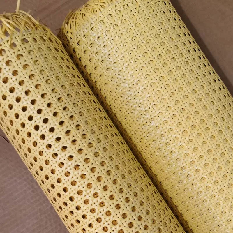 

Light Yellow Plastic Rattan Roll Furniture Cabinet Chair Decorative Material Hollow Lattice Style PE Cane Webbing Mat