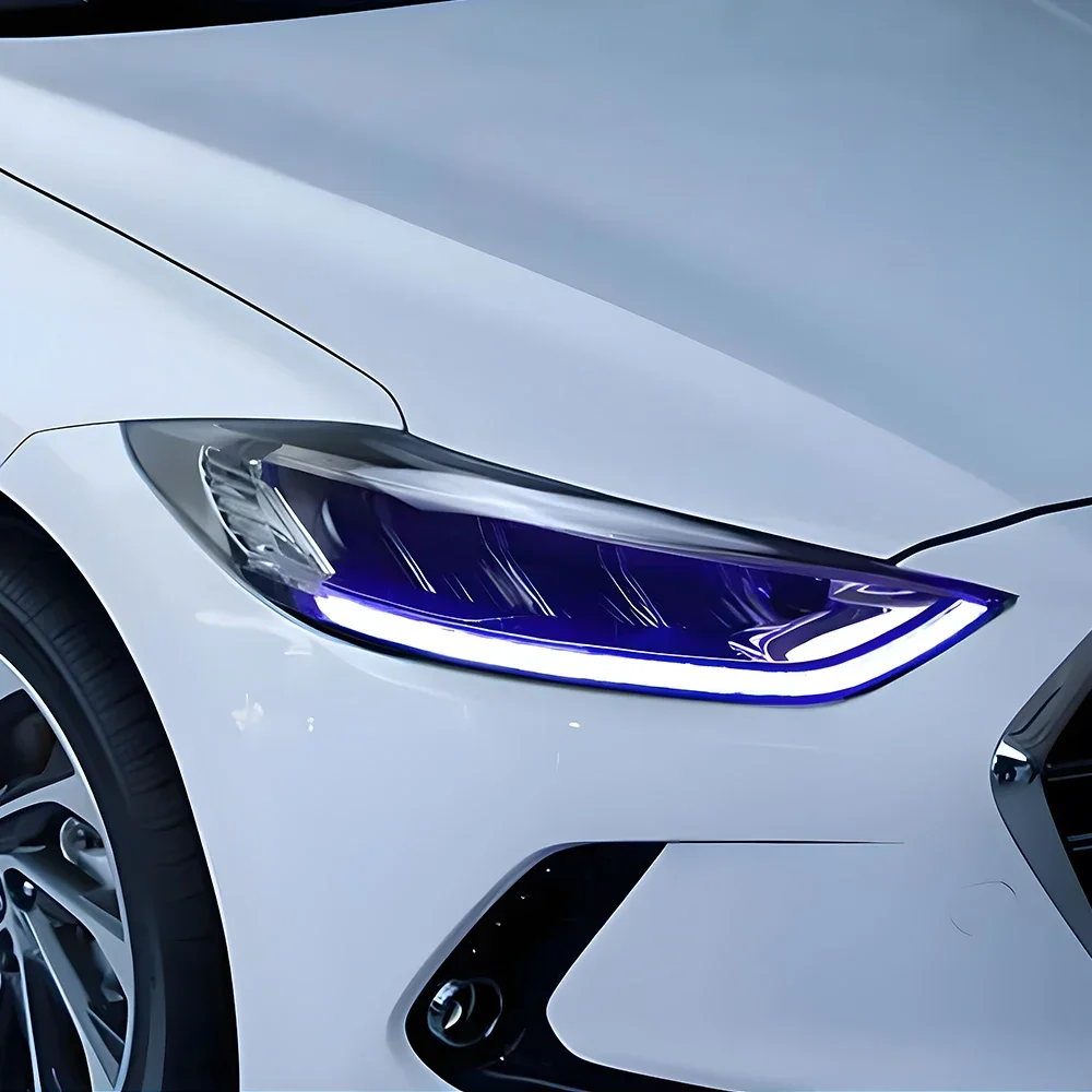 

Для современной Elantra 2016-2020 автоматическая фара в сборе, светодиодное обновление, стиль «ангельский глаз», аксессуары для линз проектора