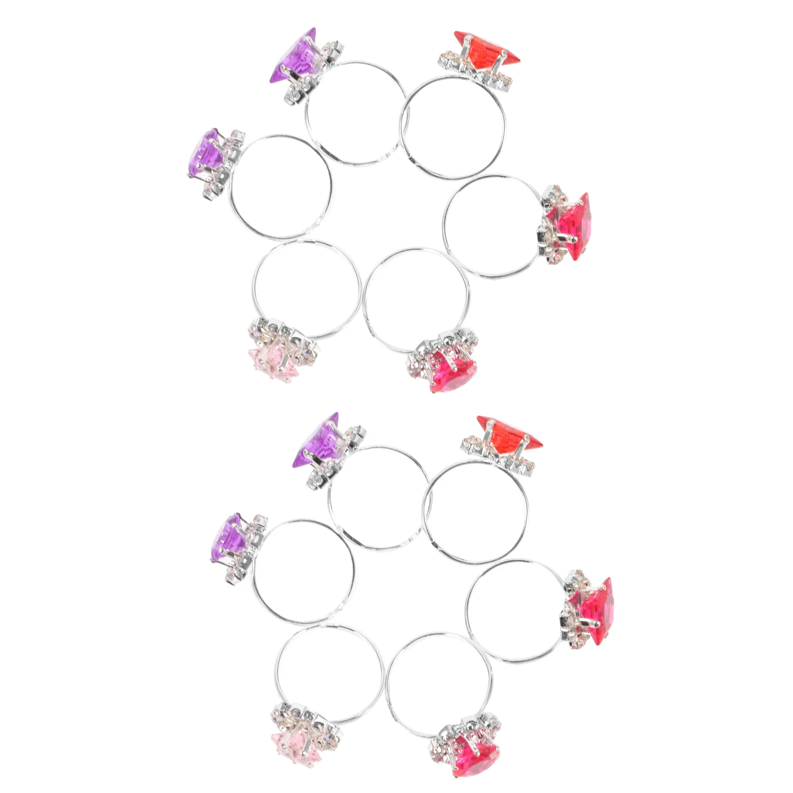 12 Pcs Colors Rings Child Rhinestones Joyful Safe Use Girl Beautiful Diamante Lightweight