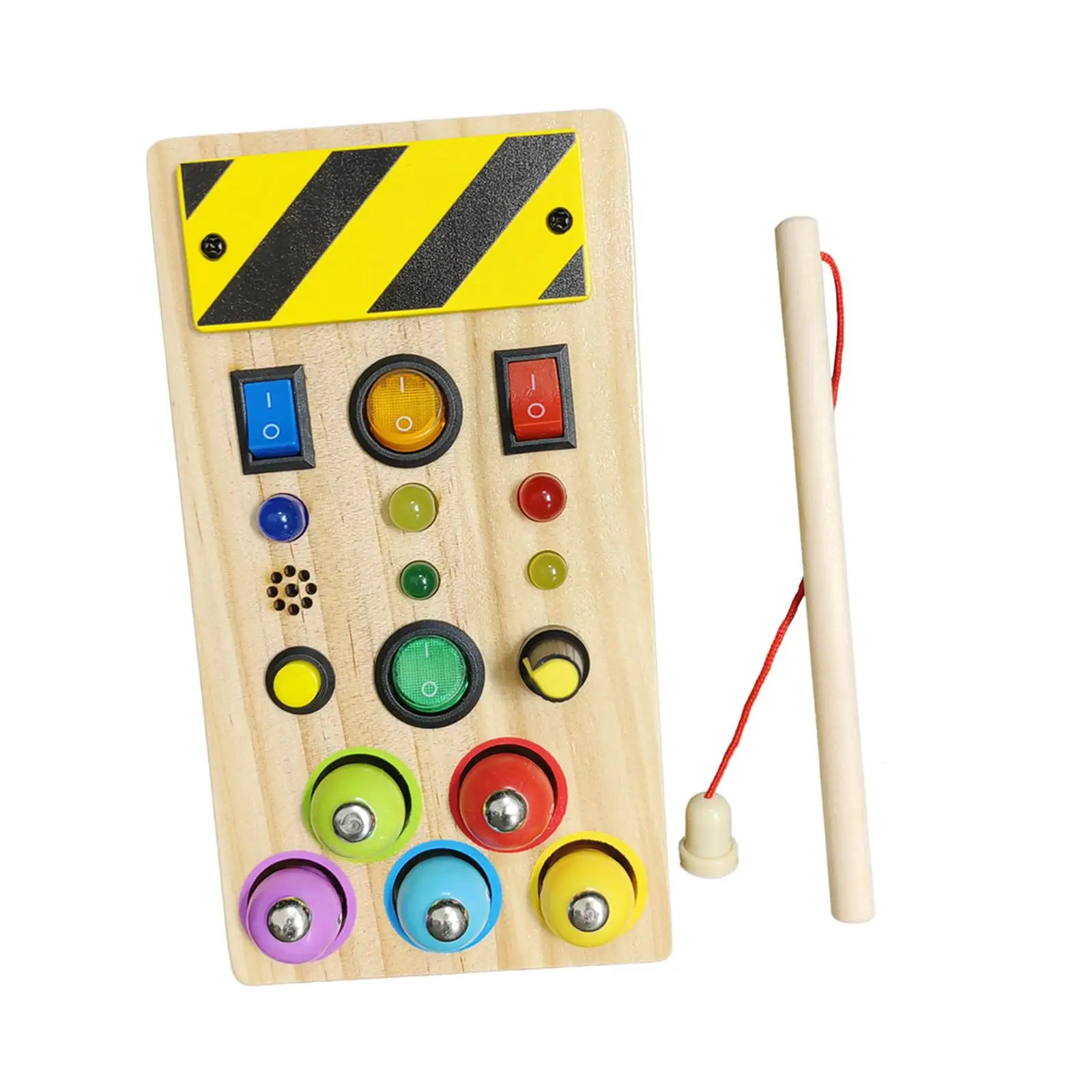 Sensory Board Switch Light Toy Activity Developing Lights Buttons Busy Board for Wooden Toy Preschool Boys Girls Activities