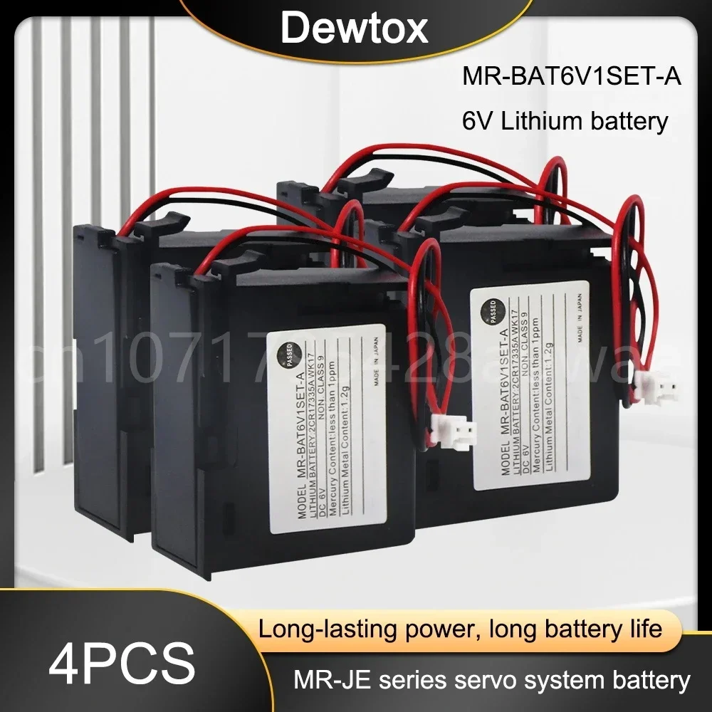 4PCS Original NEW MR-BAT6V1SET-A For MR-JE system Servo Battery 2CR17335A WK17 6V PLC Lithium Battery With Connectors