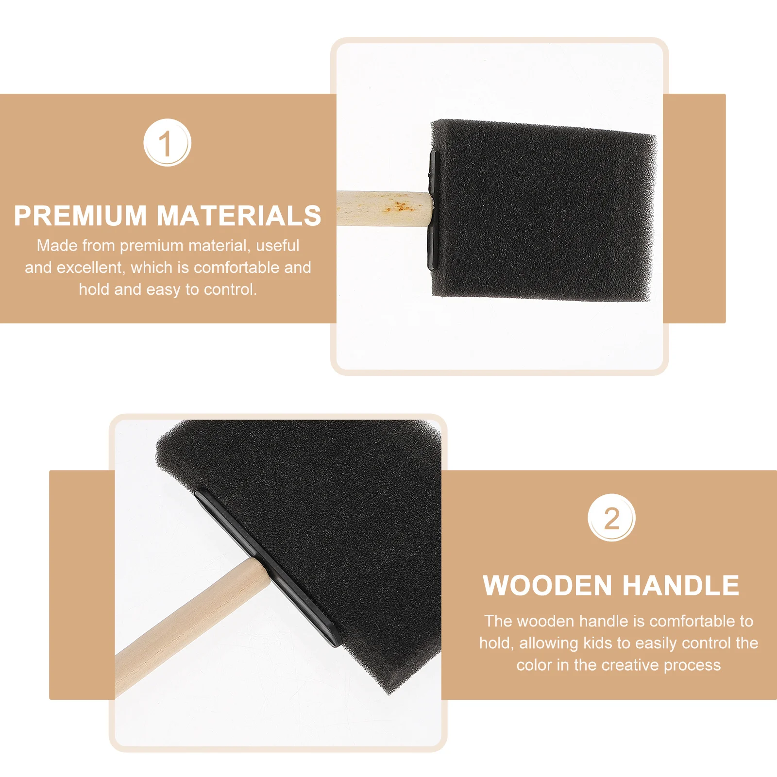 

25Pcs Painting Sponge Brush Premium Wooden Handle Kids Graffiti Sponge for DIY Art Crafts Acrylic Watercolor Oil Painting Tool