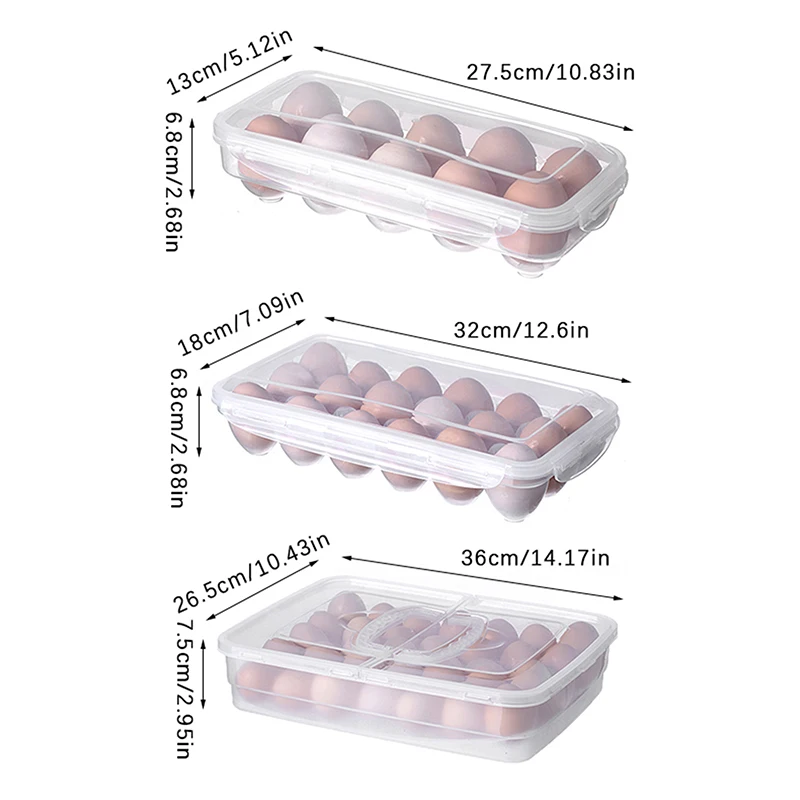 10/18/34 Grids Egg Storage Box With Lid Kitchen Refrigerator Egg Box Egg Drop Rack Egg Storage Box Fridge Egg Organizer Tray