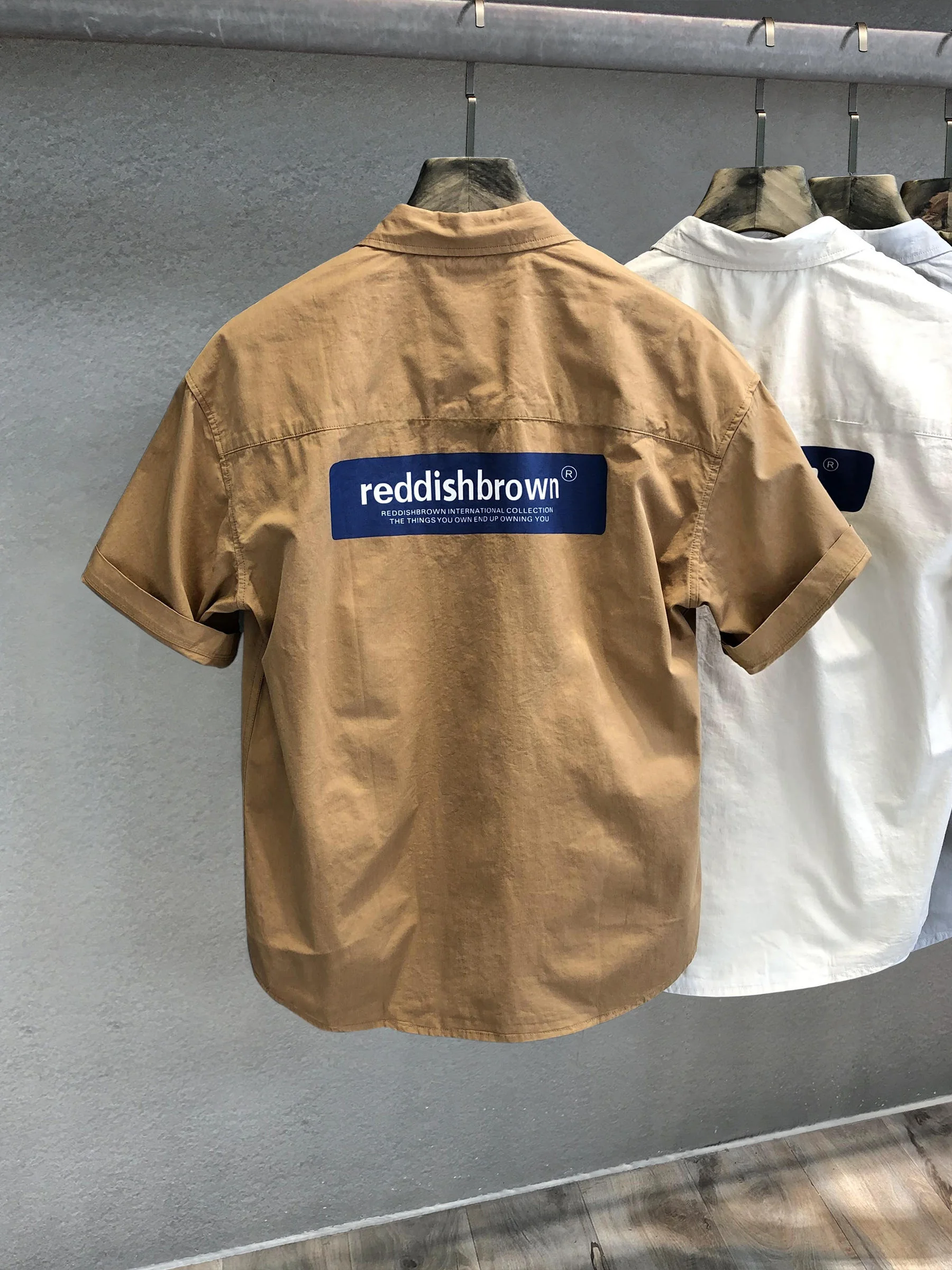 

Trendy Artistic Japanese Hong Sle Printed Logo Letter ort Sve Men's Summer Thin Loose irt Seven Sve Loose Fit