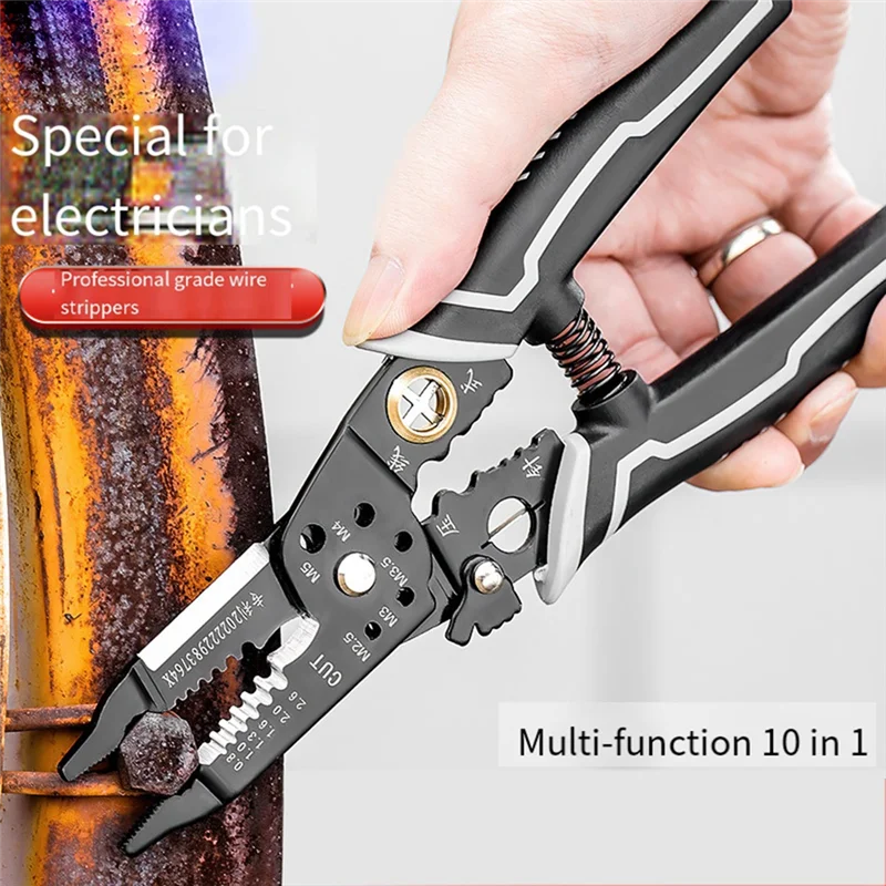 9 in 1 Wire Stripper Tool, 8inch Wire Cutting Tool for Wire Stripping Cutting with Wire Splitting and Winding Function