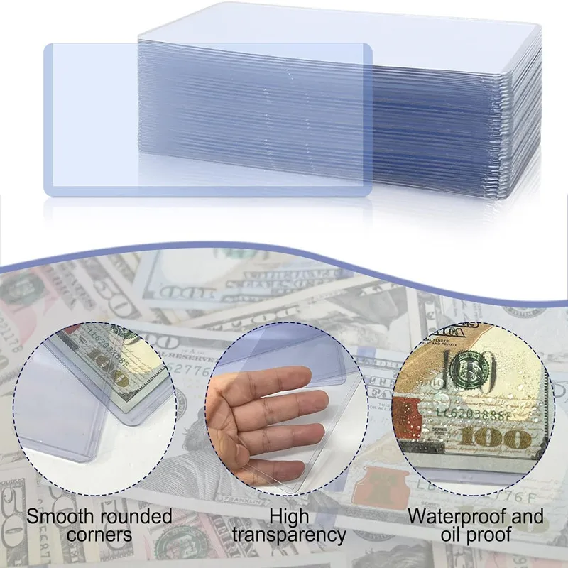 50Pcs Clear PVC Paper Money Stamp Collection Bag Paper Currency Protective Cover Supplies Two Sizes Paper Money Stamp Collection