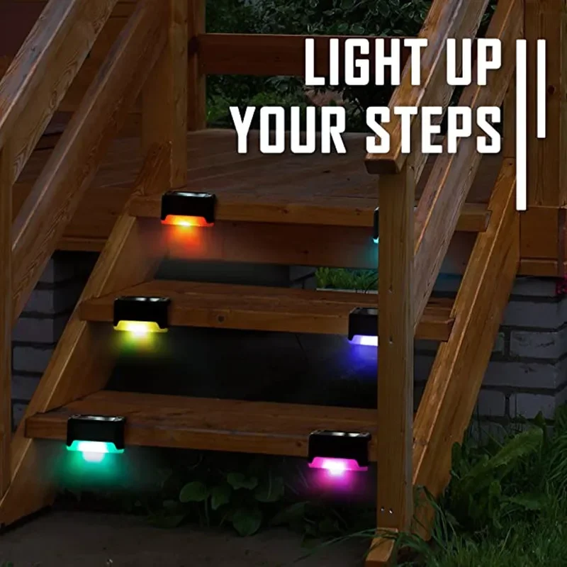 Luz LED Solar impermeable para escalera, lámpara decorativa de pared para exteriores, valla, jardín, terraza, Patio, 4/8/12/16 uds.