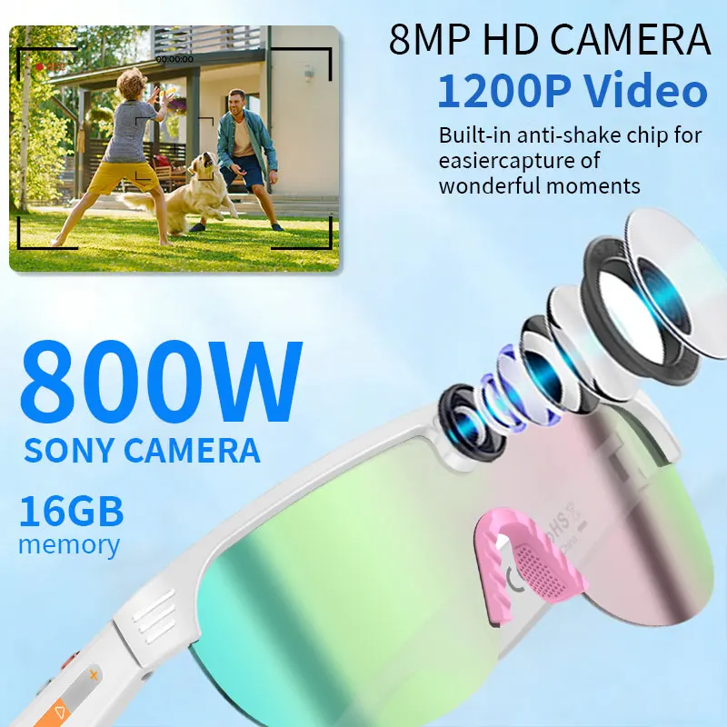 

Умные очки с Wi-Fi и камерой 800W, меняющие цвет, для мужчин, с функцией перевода, записью фото и видео, водонепроницаемые, для звонков, умные солнцезащитные очки