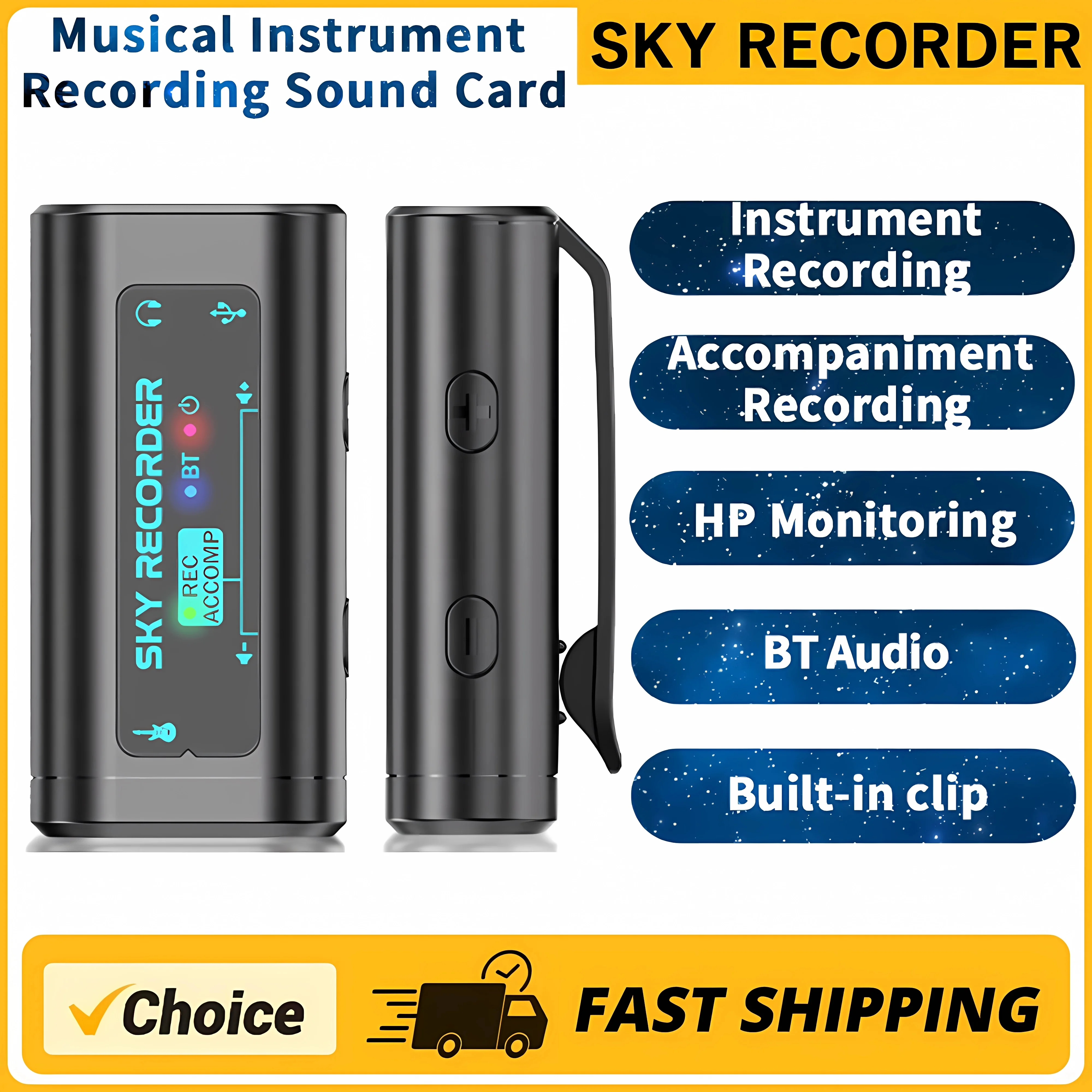 

SKY RECORDER Портативная звуковая карта USB-интерфейс-переходник Plug and Play для гитары, бас-гитары, гавайской гитары, мини-аудиомикшер