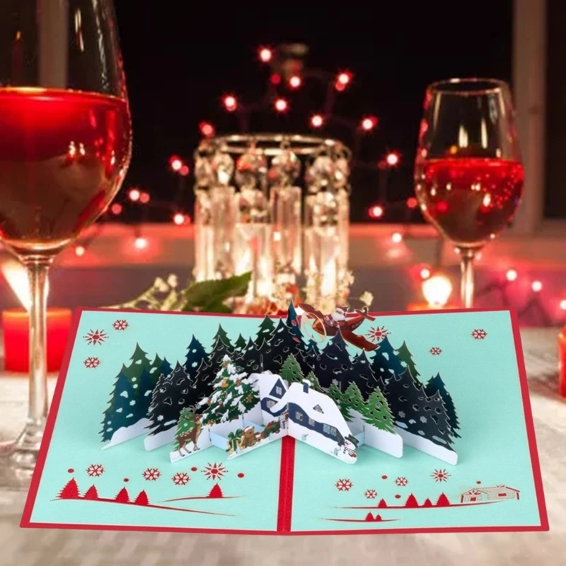 Christmas Theme Popup 3D Greeting Card Festival Gifts Postcard Handmade Festives Decoration for Holiday Celebration image 4