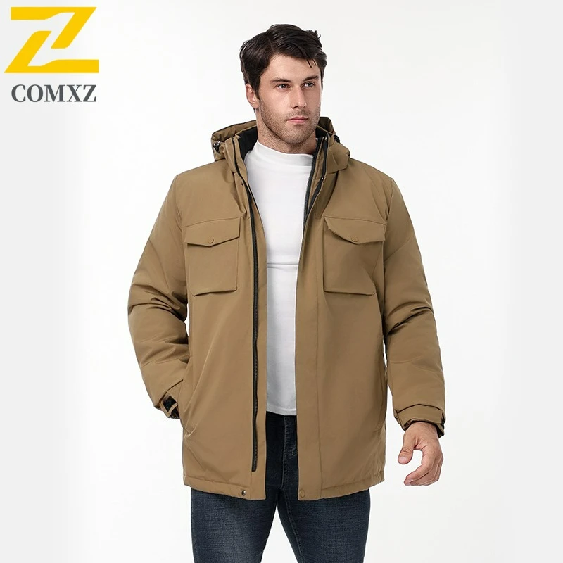 

Winter Cotton Jacket Men Fleece Lined Thickened Warm Plus Size Windproof Coat Casual Outdoor Cold Weather Workwear Parka